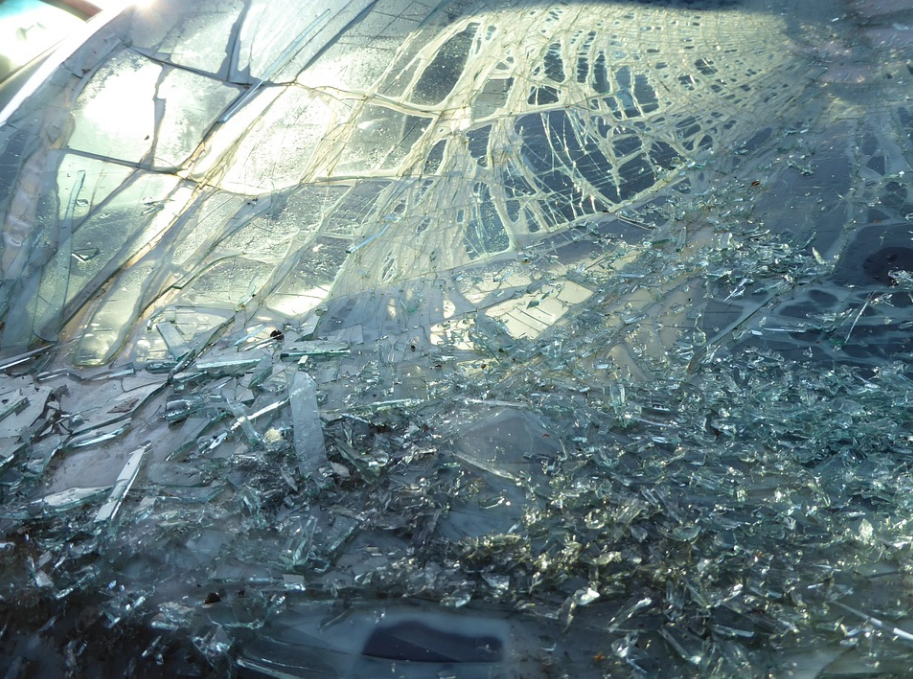 A shattered windscreen