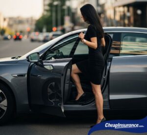 A woman getting into a car to drive, symbolizing the need for non-owner car insurance when operating a vehicle you do not own.