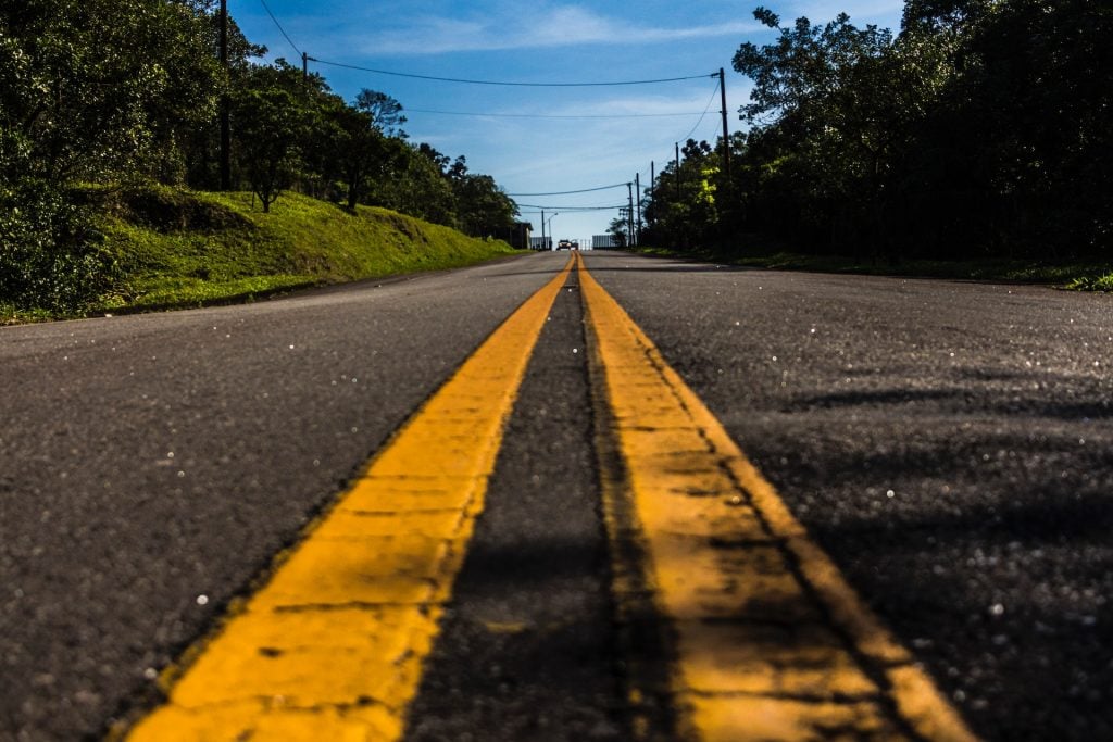 yellow center line on road