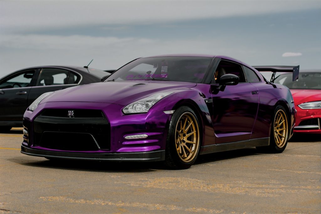 modified purple sports car