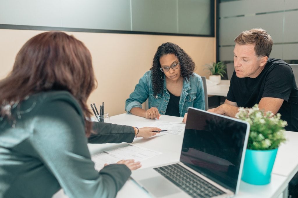 couple reviewing insurance options