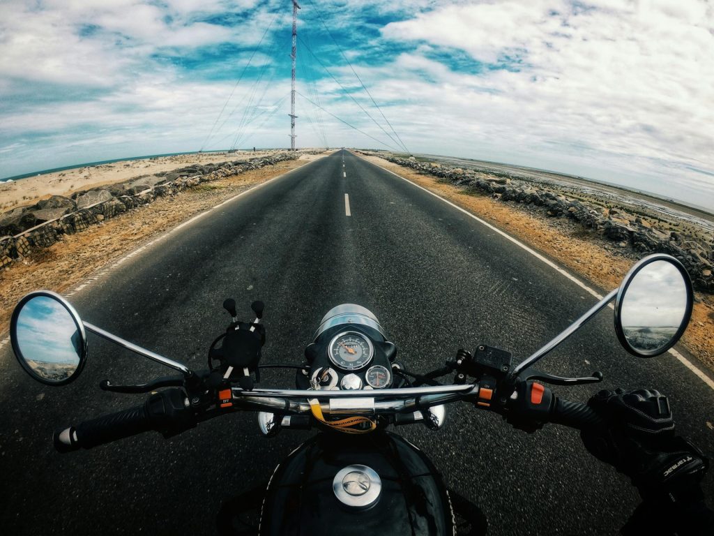 motorcycle on rural highway