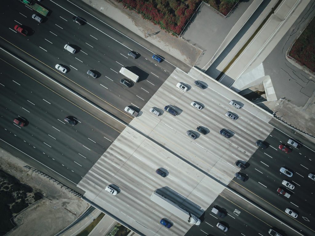 cars on multi lane highway