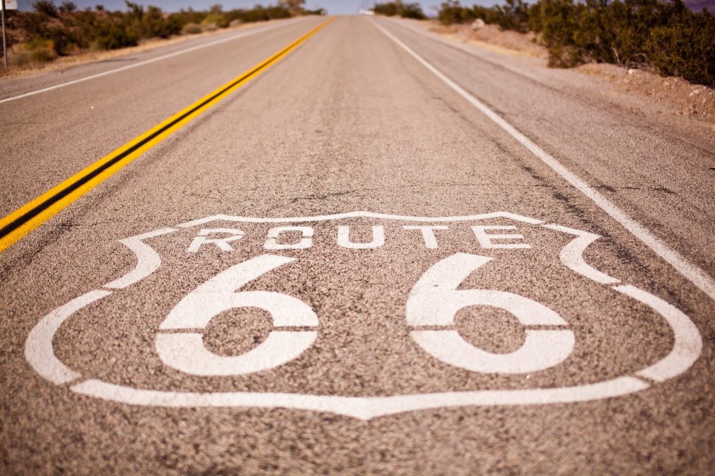 route 66 logo on pavement