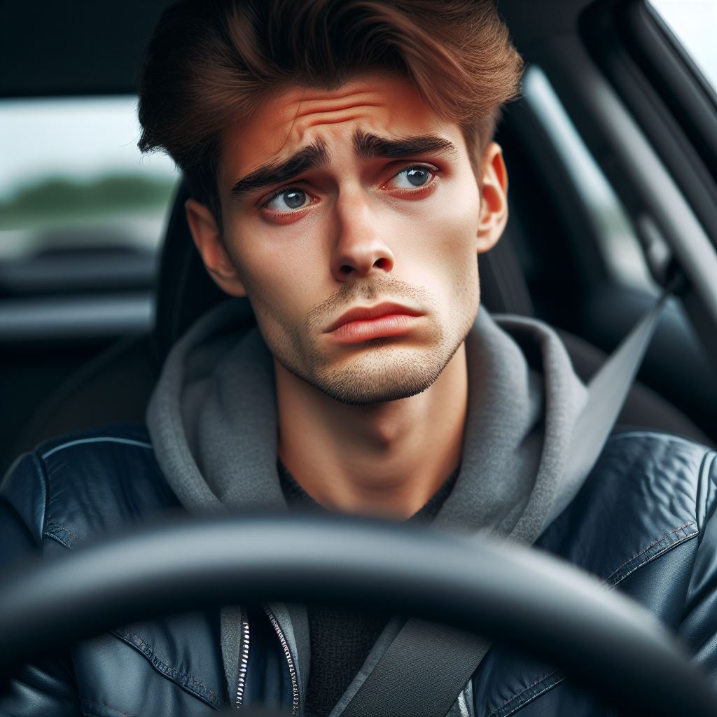 sad male car driver