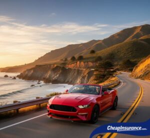 A car driving on a scenic highway along the California coast, symbolizing the best vehicles for the state's diverse terrain.