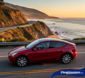A car driving down the California coast, symbolizing the popular cars and lifestyle of drivers in California.