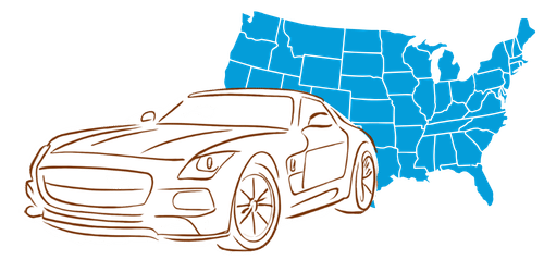 car over a map of the united states, car insurance by state