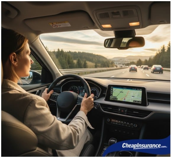 Woman driving in her car on the highway, Is It Really Possible to Find Affordable Car Insurance in Today’s Market