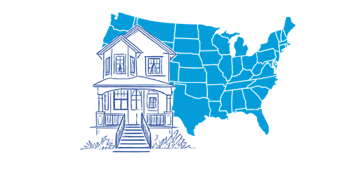 home over a map of the united states, homeowners insurance by state