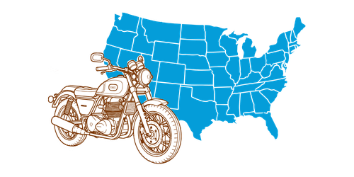 motorcycle over a map of the united states, motorcycle insurance by state